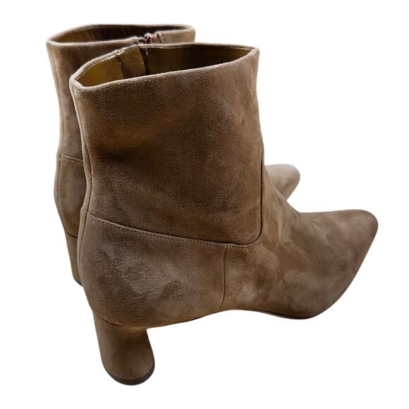Vince Hela Dark Amber Tan Suede Bootie Kitten Heel Women's size 10 New With Flaw - Picture 2 of 9